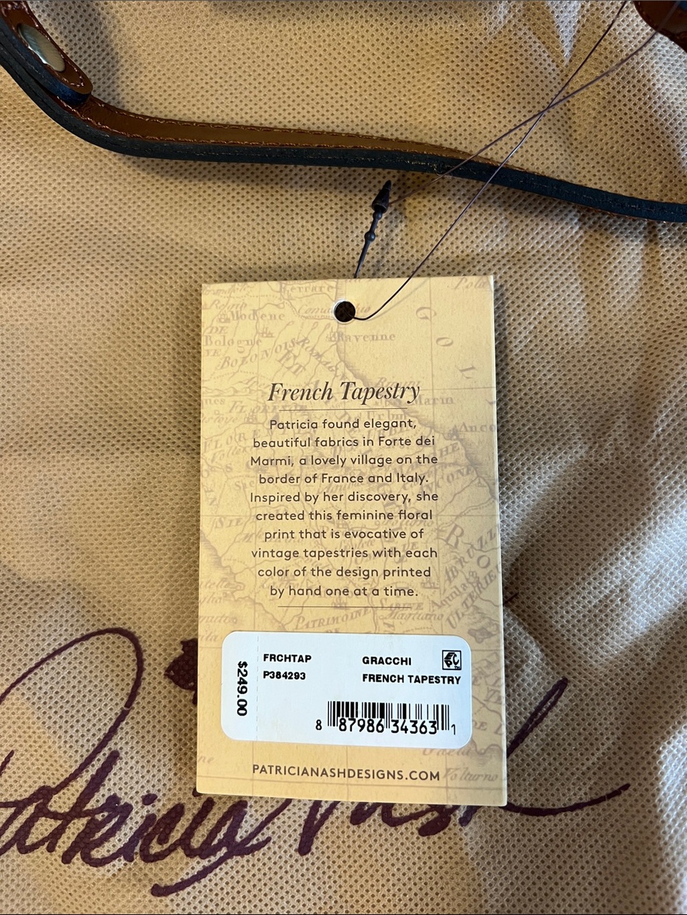 Patricia Nash Tan Floral Paisley Leather Crossbody with Brown Trim - Picture 6 of 8